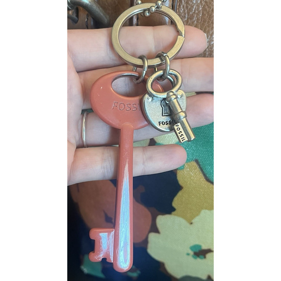 Fossil Key~Per | Coated Canvas | Abstract Floral | Tote Bag | Leather Straps - Picture 3 of 15